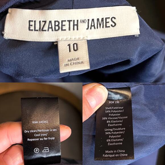 ELIZABETH AND JAMES Elliot Dress Navy Blue Dress Mini Sleeveless Cutout Back 10 - Picture 5 of 14